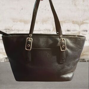 COACH Legacy Mini Market Tote Black Leather Satchel Bag